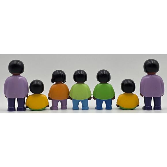 Vintage Playmobil 123 African American 7 Figures Dads Kids Babies 1990 Geobra - Picture 4 of 6